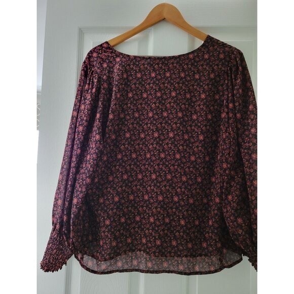 Madewell Georgette black Orchid floral Top boho top size Medium dark Academia - Picture 6 of 10